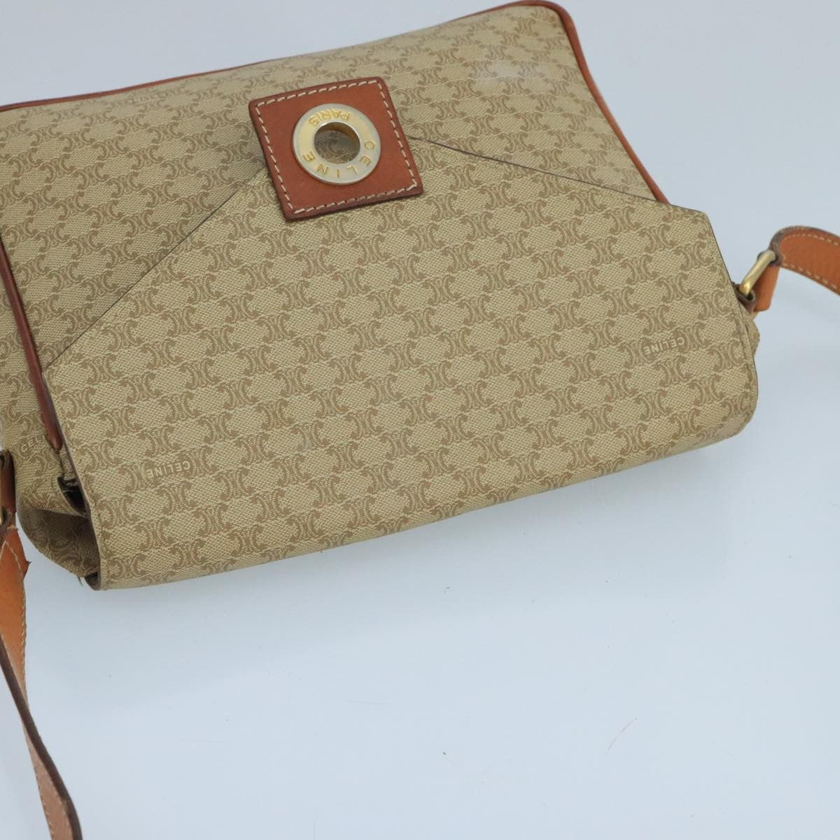Celine Macadam Shoulder Bag Canvas, BEIGE, CANVAS, Shoulder bag