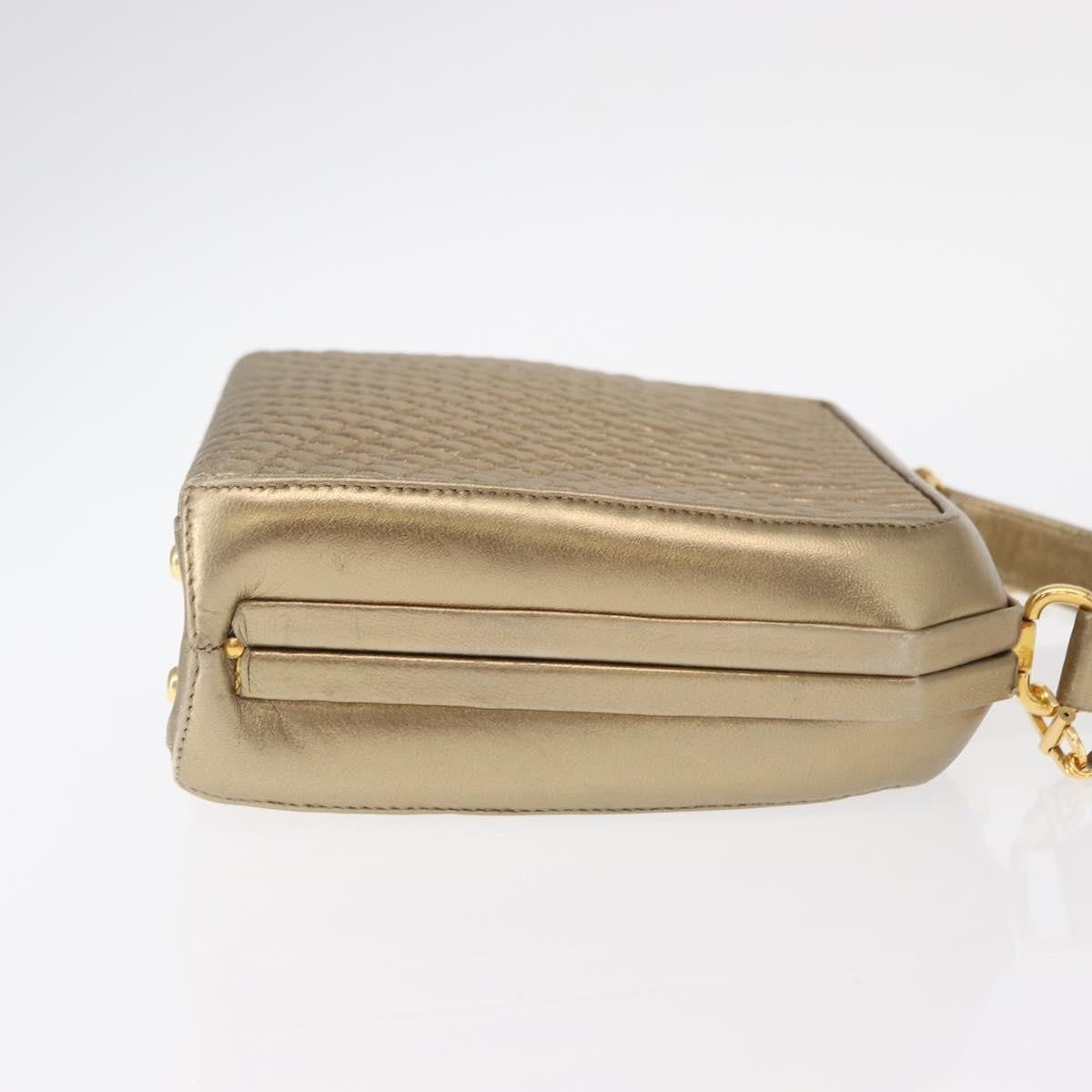 Bally Vintage Handbag Quilted Leather, GOLD, LEATHER, Handbag