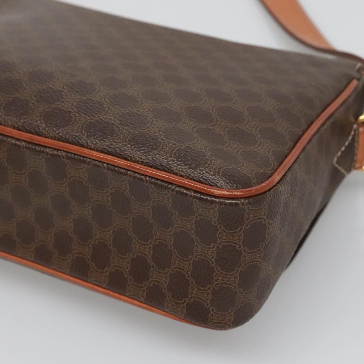 Celine Vintage Macadam Shoulder Bag Canvas and Leather, BROWN, CANVAS, Shoulder bag