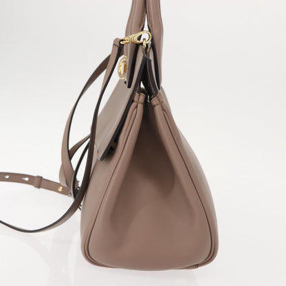 Salvatore Ferragamo Studio Satchel Leather, BEIGE, LEATHER, Handbag