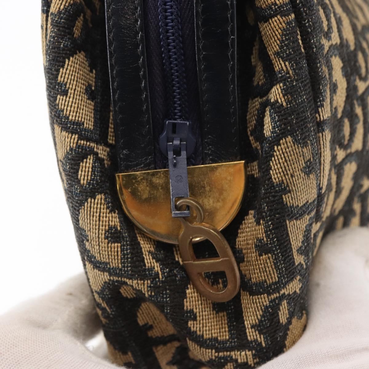Christian Dior Vintage Trotter Shoulder Bag Canvas, NAVY, CANVAS, Shoulder bag