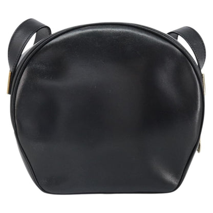 Celine Circle Logo Shoulder Bag Leather, Black, Leather, Shoulder Bag