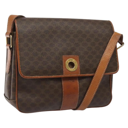 Celine Vintage Macadam Shoulder Bag Canvas and Leather, BROWN, CANVAS, Shoulder bag