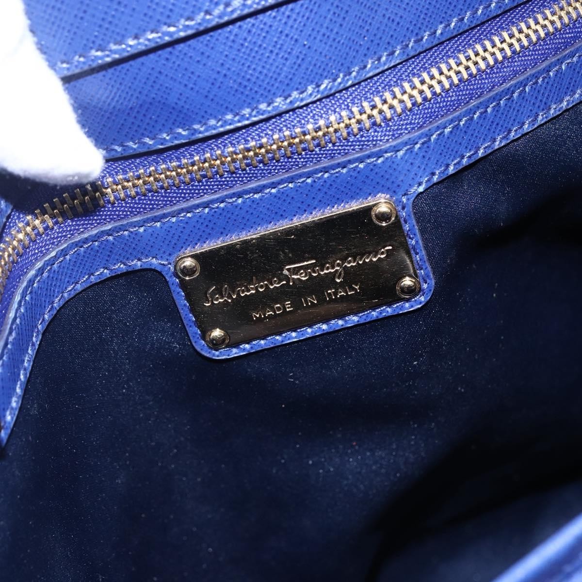 Salvatore Ferragamo Vara Bow Chain Tote Leather, BLUE, LEATHER, Tote bag