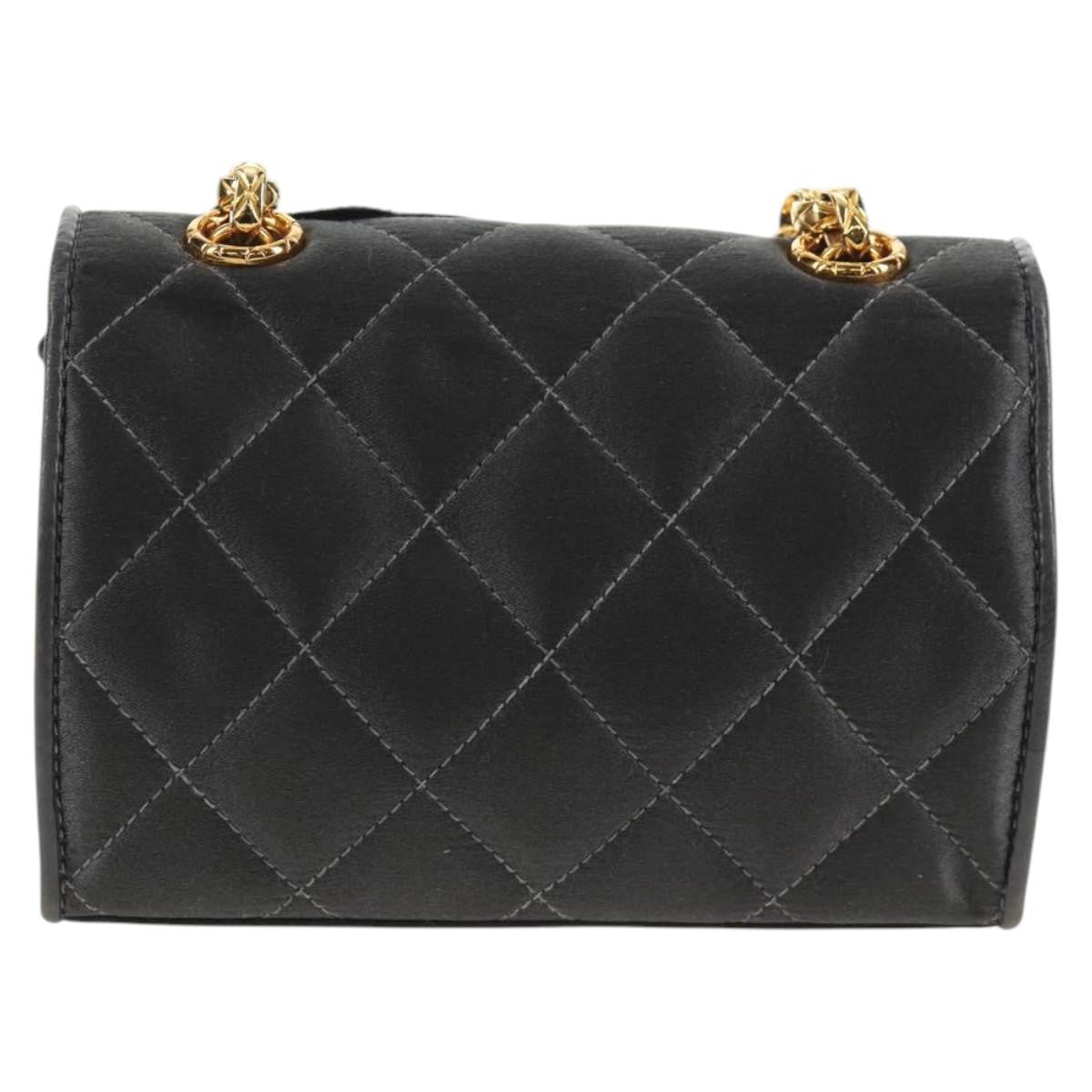 Chanel Vintage Camellia Flap Crossbody Bag Satin and Mesh, BLACK, SATIN, Shoulder bag