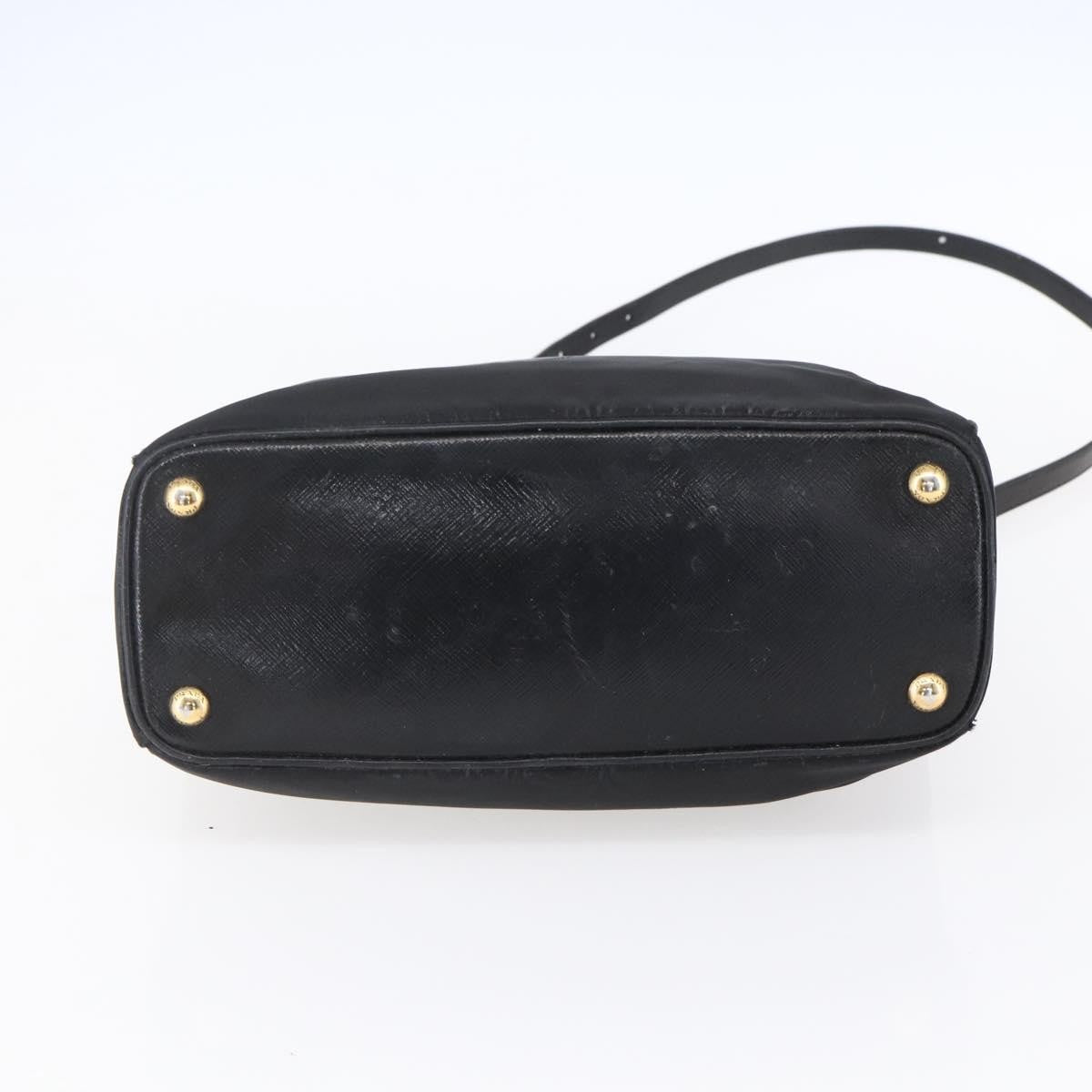 Prada Convertible Top Handle Tote Tessuto with Vernice Saffiano Leather, BLACK, NYLON, Handbag