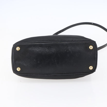 Prada Convertible Top Handle Tote Tessuto with Vernice Saffiano Leather, BLACK, NYLON, Handbag