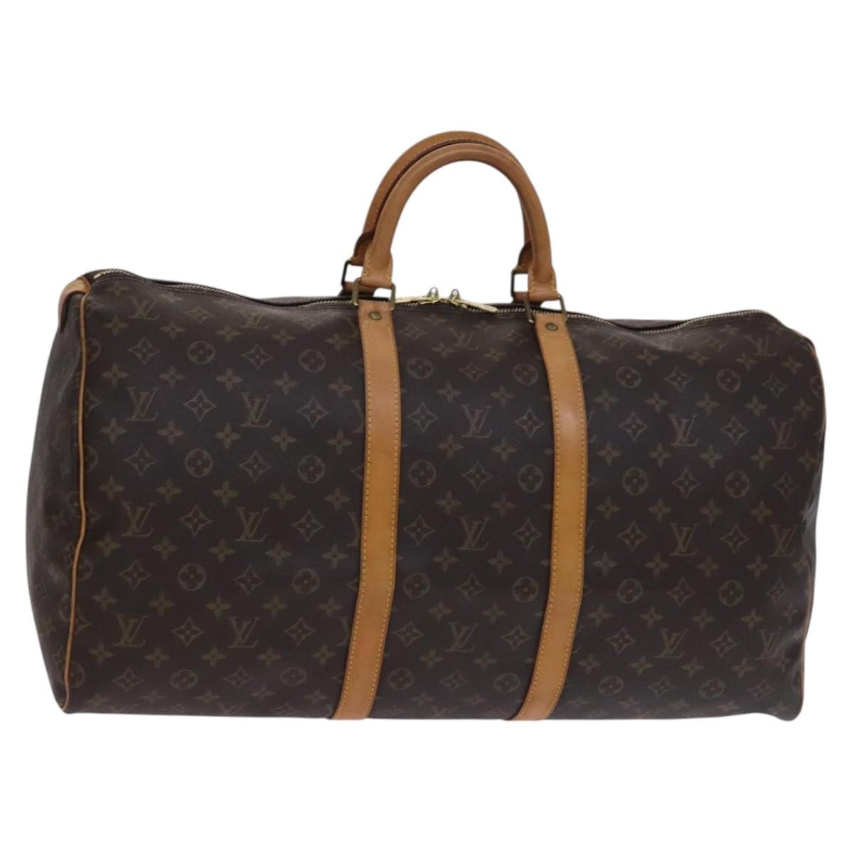 Louis Vuitton Keepall Bag Monogram Canvas, BROWN, CANVAS, Travel bag