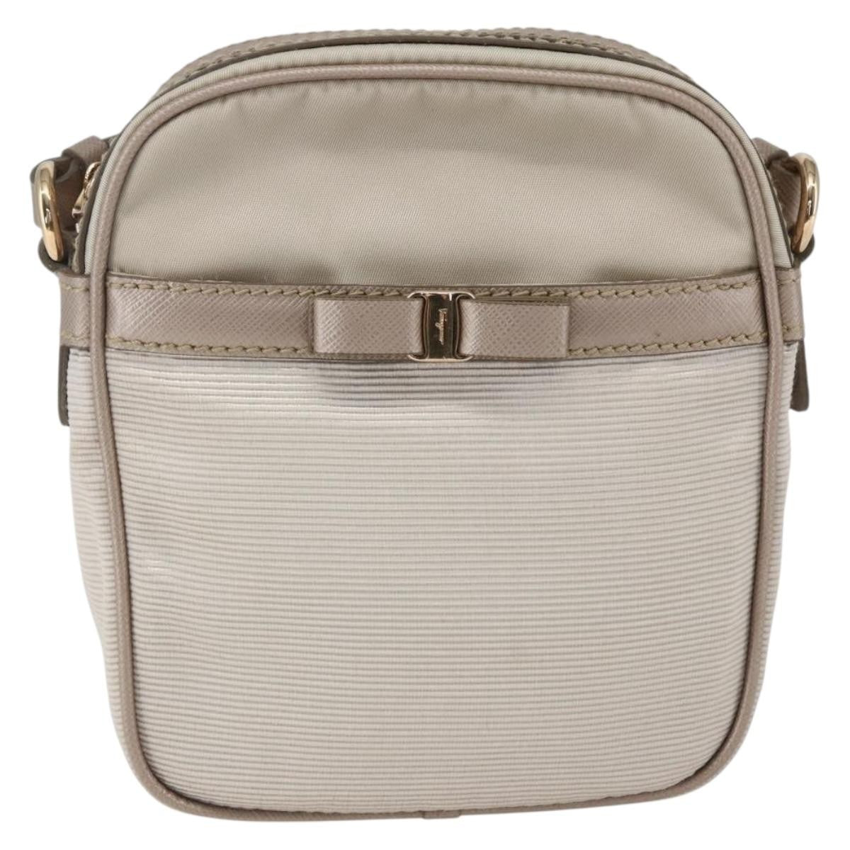 Salvatore Ferragamo Vala Shoulder Bag Nylon, BEIGE, NYLON, Shoulder bag