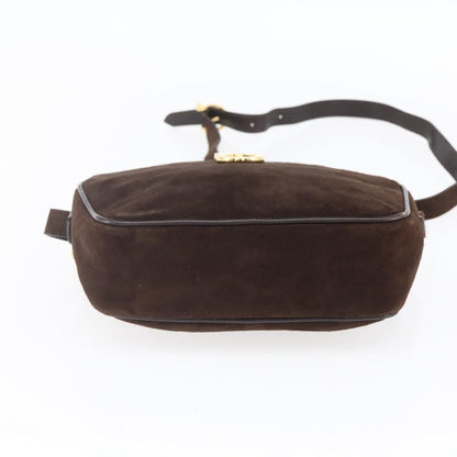 Salvatore Ferragamo Gancini Shoulder Bag Suede, BROWN, SUEDE, Shoulder bag