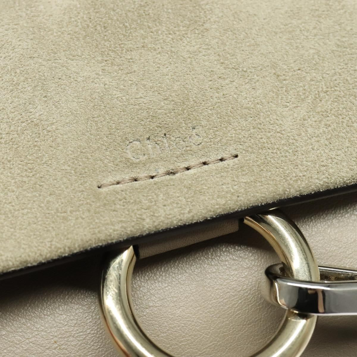 Chloe Faye Shoulder Bag Leather and Suede, Beige, Leather, Shoulder Bag