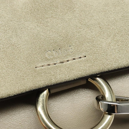 Chloe Faye Shoulder Bag Leather and Suede, Beige, Leather, Shoulder Bag