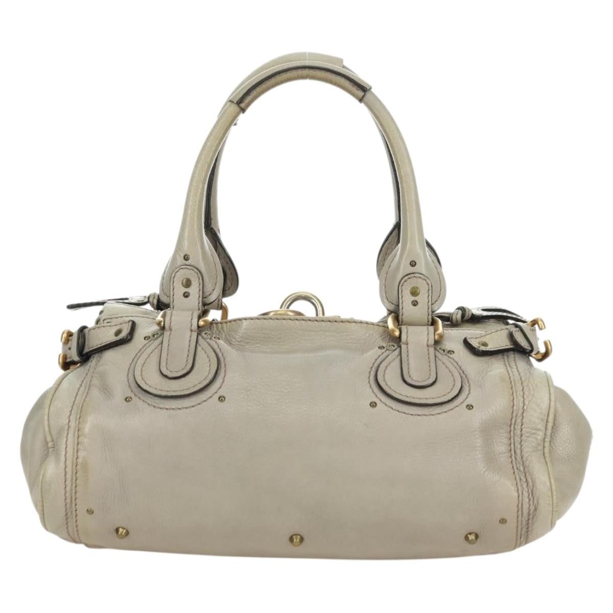 Chloe Paddington Lock Handbag Leather, Beige, Leather, Handbag