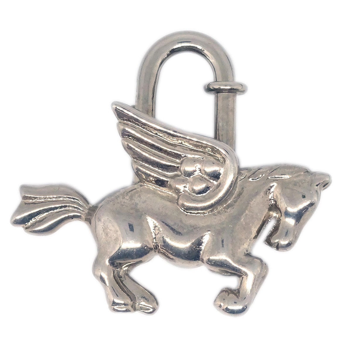 Hermes Pegasus Cadena Lock Charm Metal, SILVER, SILVER_PLATED, Charms and Keychains