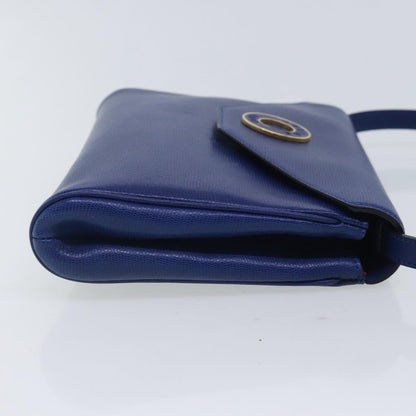 Celine Vintage Circle Logo Crossbody Bag Leather, BLUE, LEATHER, Crossbody bag