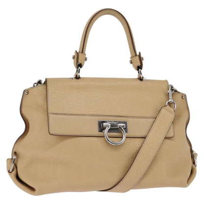 Salvatore Ferragamo Sofia Satchel Grainy Leather, BEIGE, LEATHER, Handbag