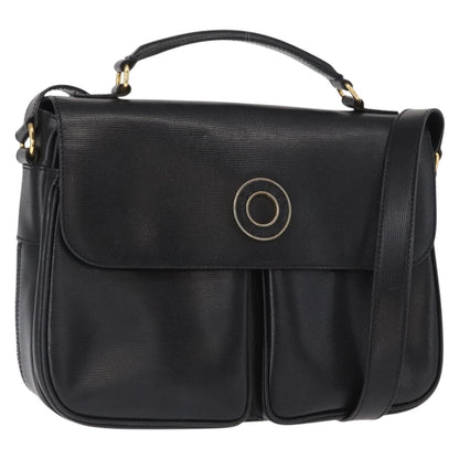 Celine Circle Logo Shoulder Bag Leather, BLACK, LEATHER, Shoulder bag