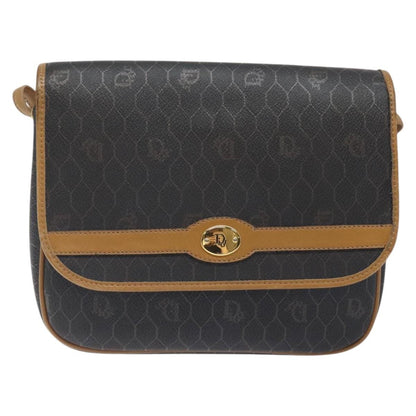 Christian Dior Vintage Honeycomb Flap Crossbody Bag Coated Canvas, GRAY, CANVAS, Crossbody bag