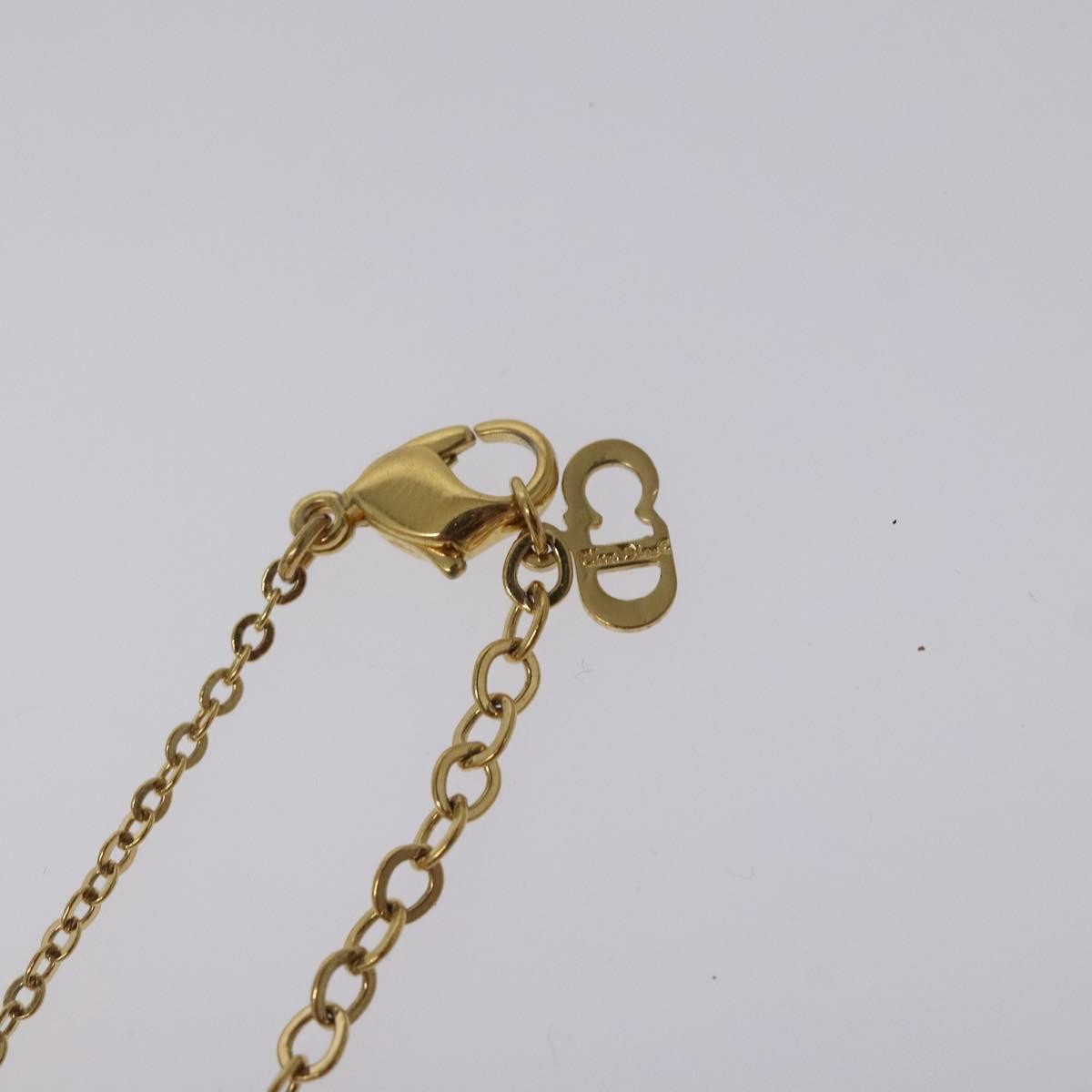 Christian Dior Logo Heart Pendant Necklace Metal with Crystal, GOLD, METAL, Necklace