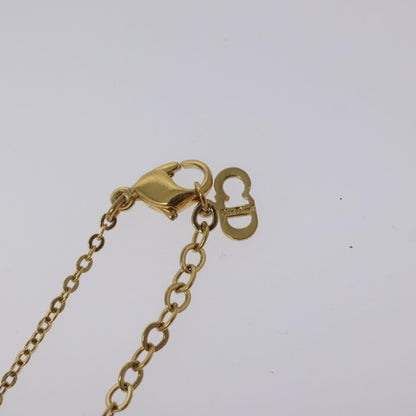 Christian Dior Logo Heart Pendant Necklace Metal with Crystal, GOLD, METAL, Necklace