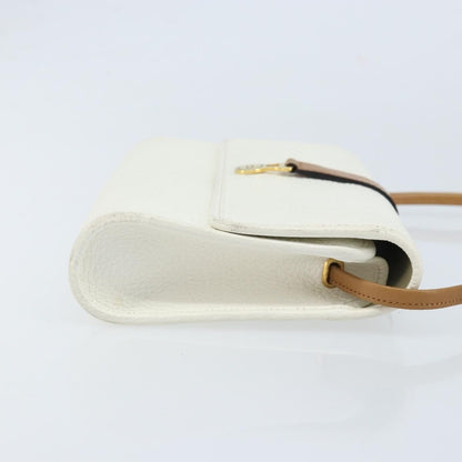 Christian Dior Vintage CD Logo Shoulder Bag Leather, WHITE, LEATHER, Shoulder bag