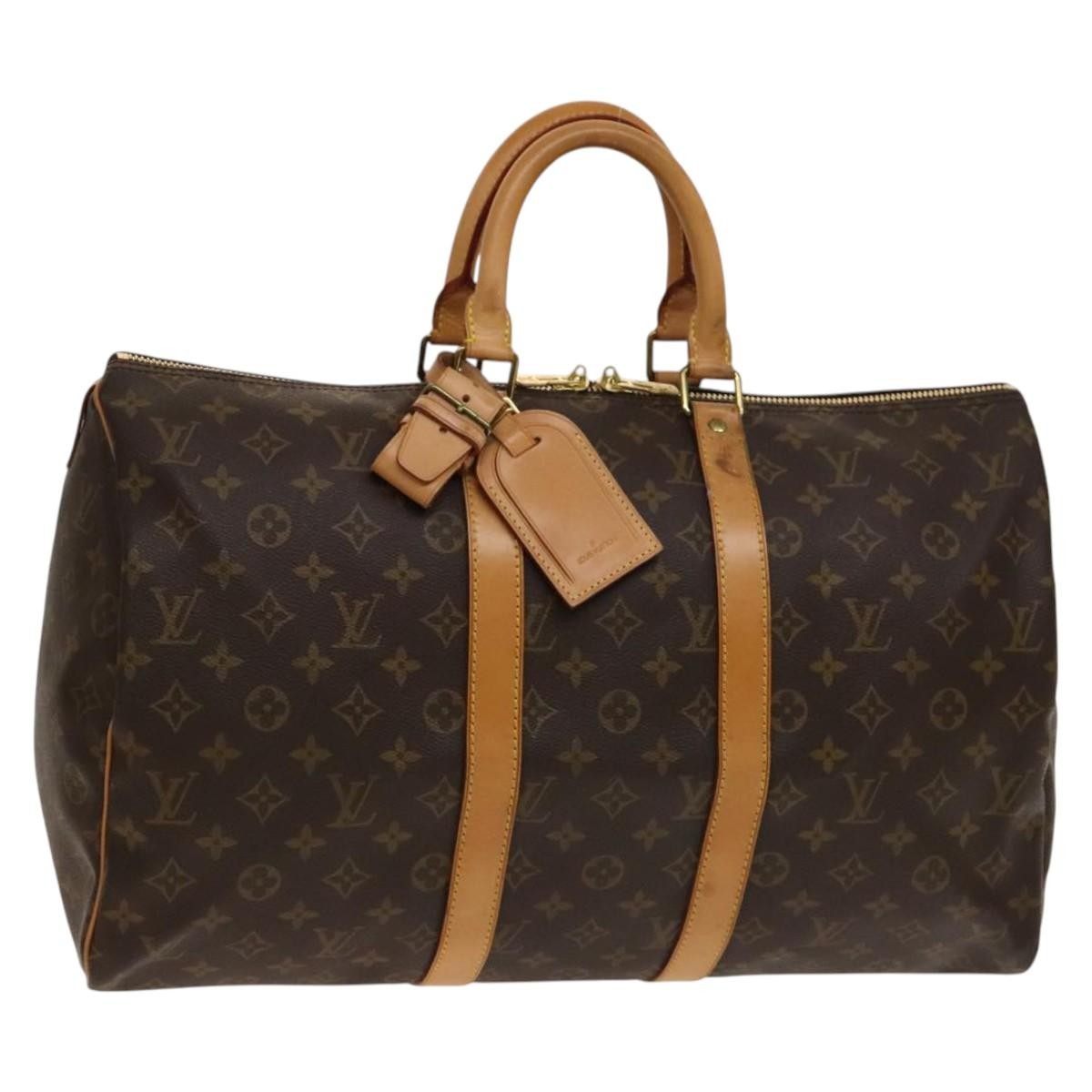 Louis Vuitton Keepall Bag Monogram Canvas, BROWN, CANVAS, Travel bag