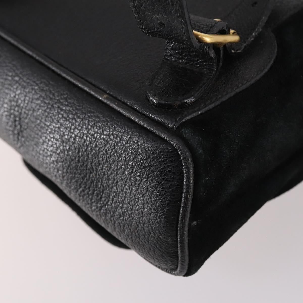 Gucci Vintage Bamboo Backpack Suede, BLACK, SUEDE, Backpack