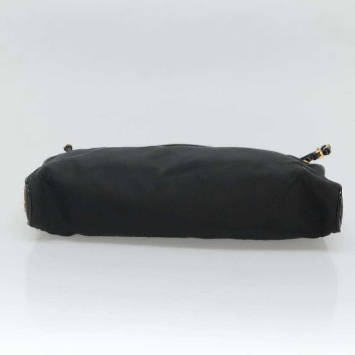 Prada SHOULDER BAG NYLON BLACK GOLD, Black, Nylon, Shoulder Bag