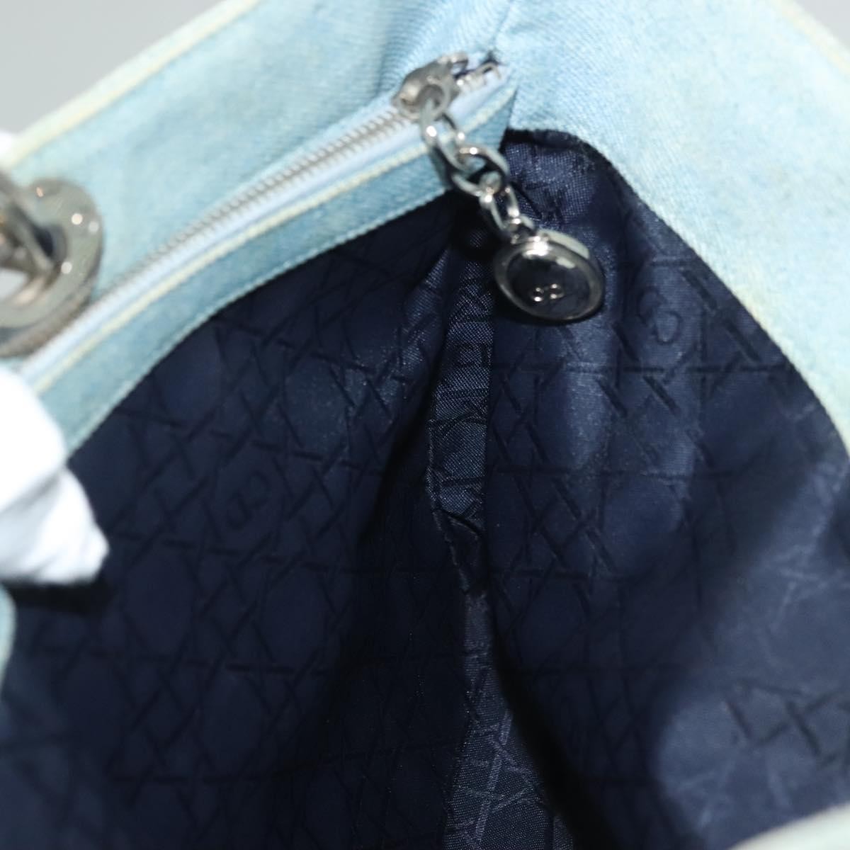 Christian Dior Vintage Lady Dior Bag Cannage Quilt Denim, BLUE, CANVAS, Tote bag