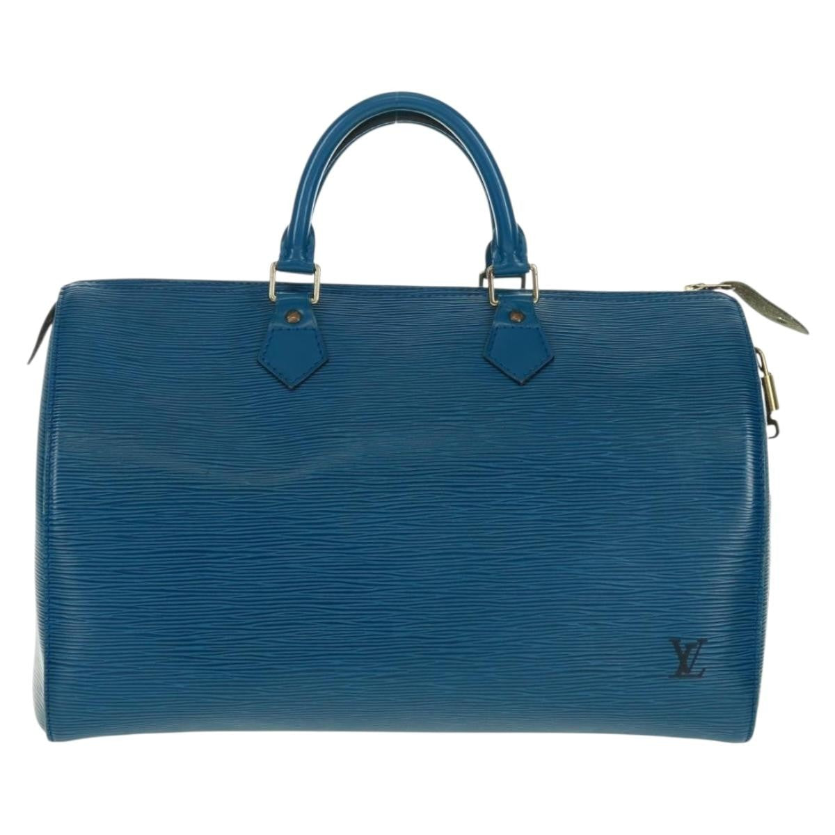 Louis Vuitton Speedy Handbag Epi Leather, BLUE, LEATHER, Handbag