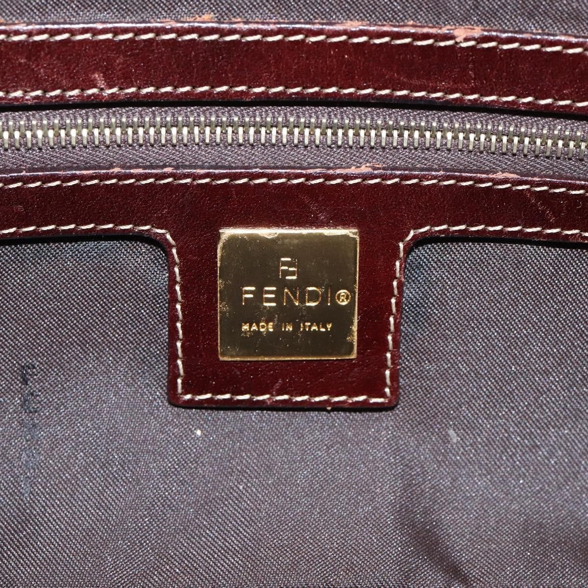 Fendi Vintage FF Buckle Curved Hobo Zucchino Coated Canvas, BROWN, PATENT_LEATHER, Handbag