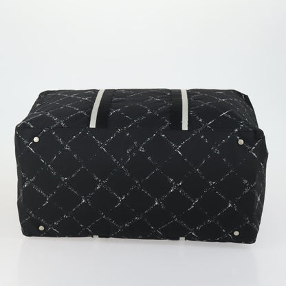 Chanel Travel Line Boston Bag Printed Nylon, BLACK, NYLON, Travel bag