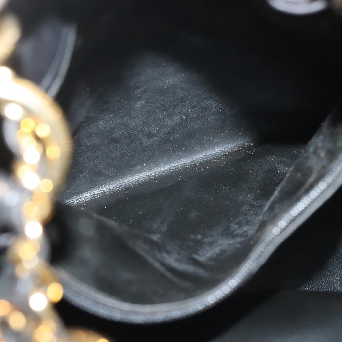 Chanel Vintage Drawstring Chain Bucket Bag Quilted Canvas, BLACK, CANVAS, Shoulder bag