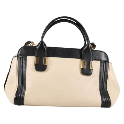Chloe Alice Satchel Leather, WHITE, LEATHER, Handbag