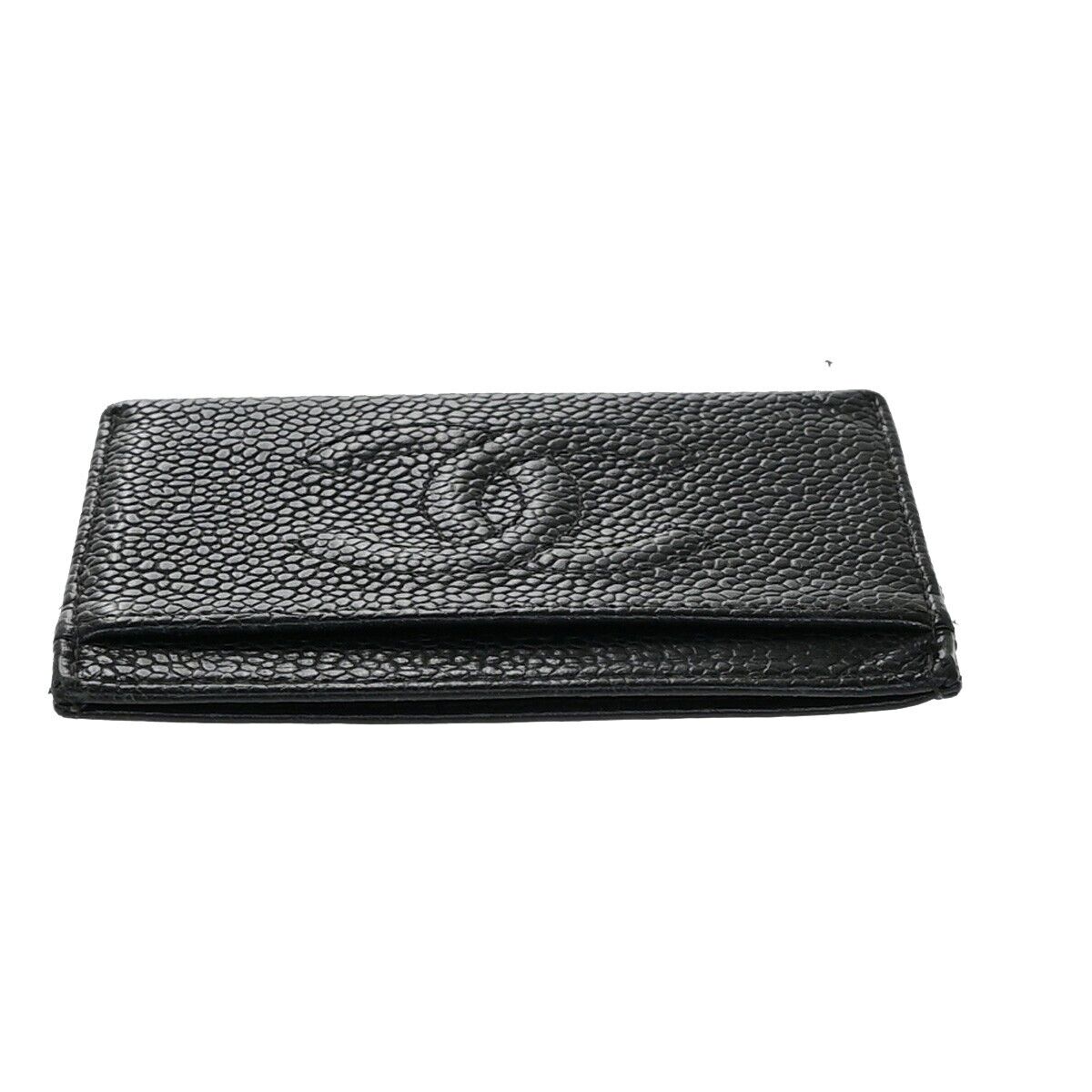 Chanel Logo CC Card case Grained  Leather, BLACK, CALFSKIN, Wallets