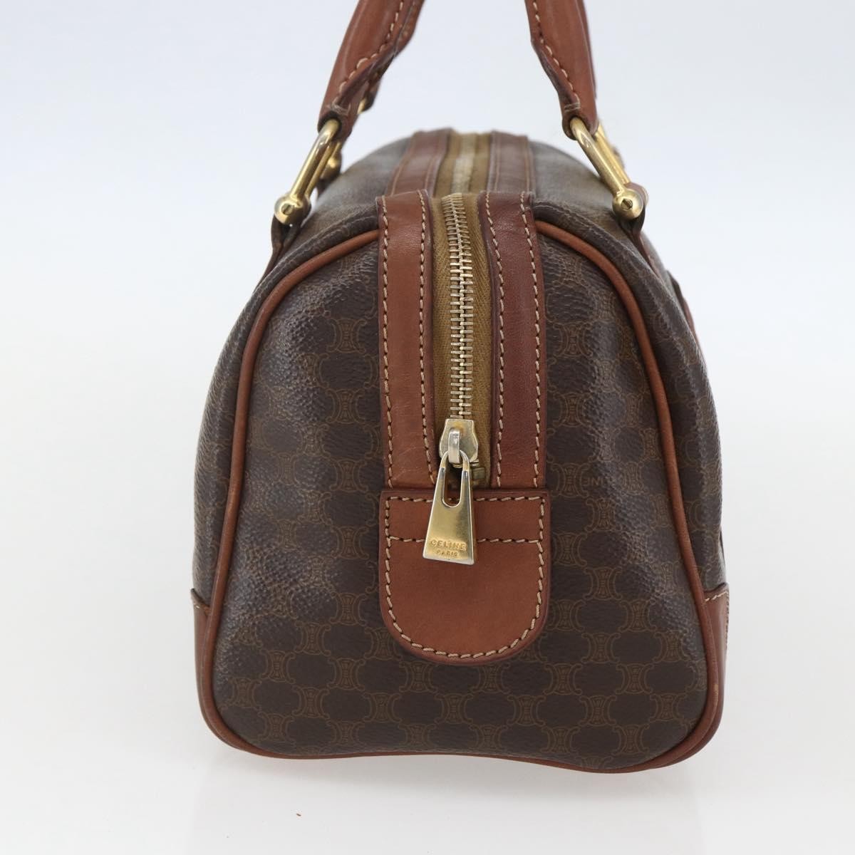 Celine Vintage Macadam Handbag Canvas and Leather, BROWN, CANVAS, Shoulder bag