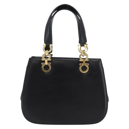 Salvatore Ferragamo Gancini handbag Leather, BLACK, LEATHER, Handbag