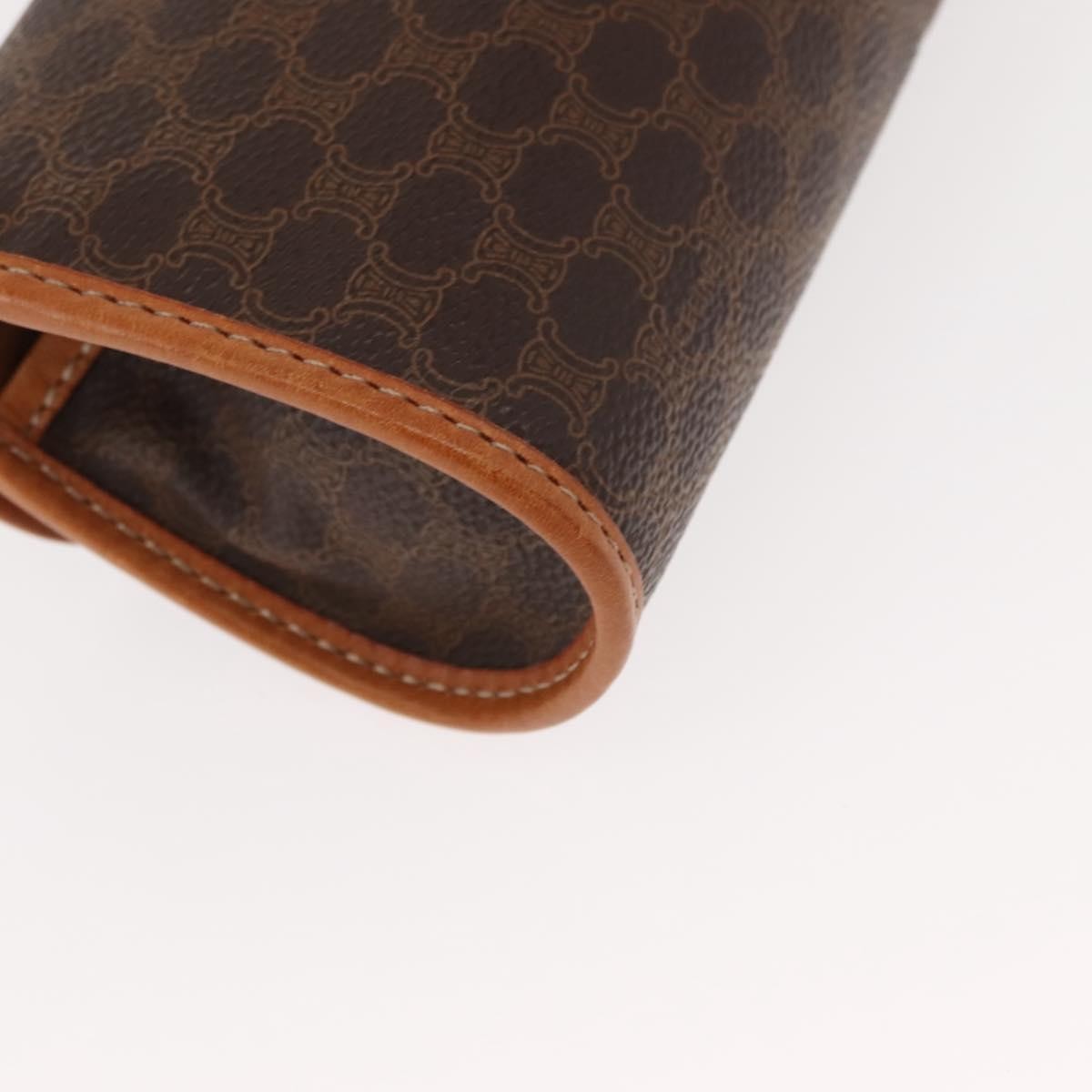 Celine Macadam Pochette Canvas and Leather, BROWN, CANVAS, Clutche & pouche