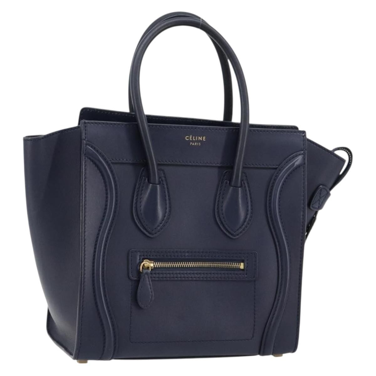 Celine Tricolor Luggage Bag Leather, Navy, Leather, Handbag