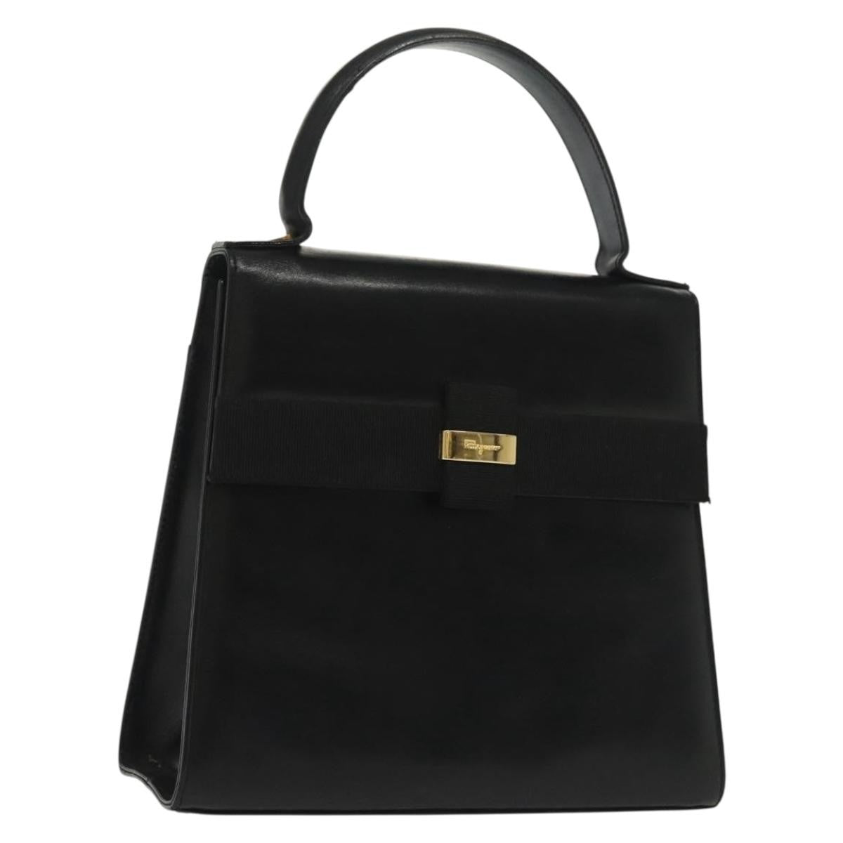 Salvatore Ferragamo Vala Handbag Leather, BLACK, LEATHER, Handbag