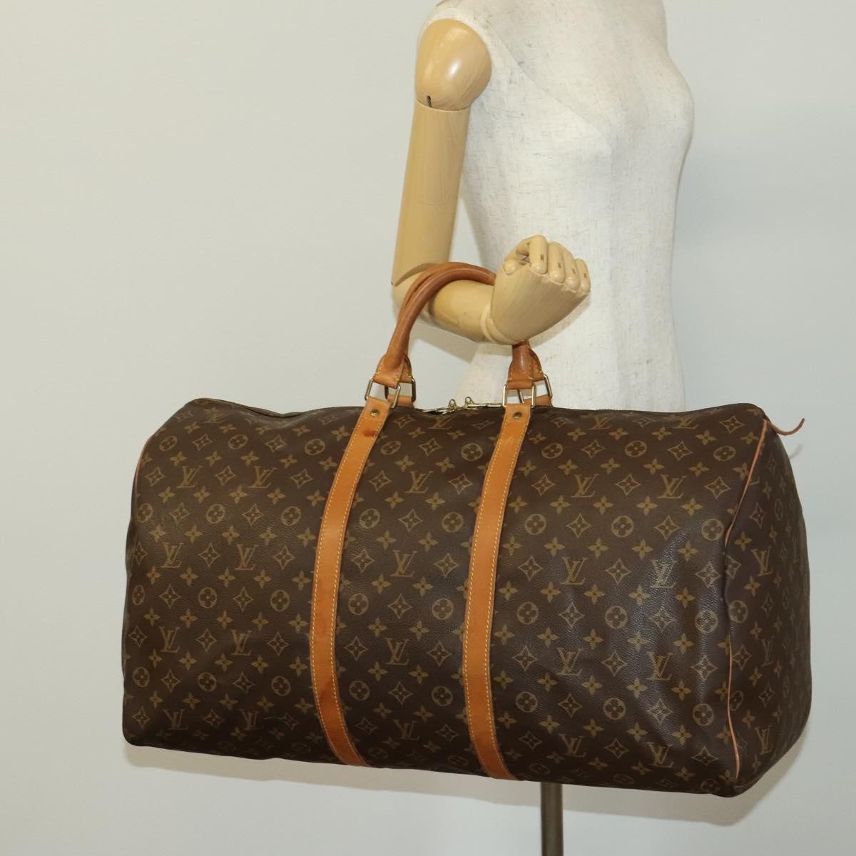 Louis Vuitton Keepall Bag Monogram Canvas, BROWN, CANVAS, Travel bag