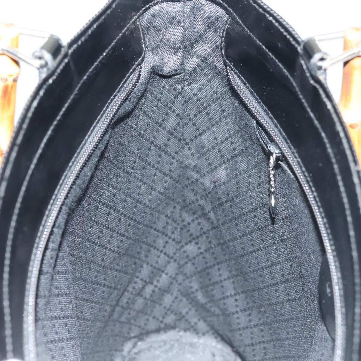 Gucci Vintage Bamboo Handle Bag Nylon, BLACK, NYLON, Handbag