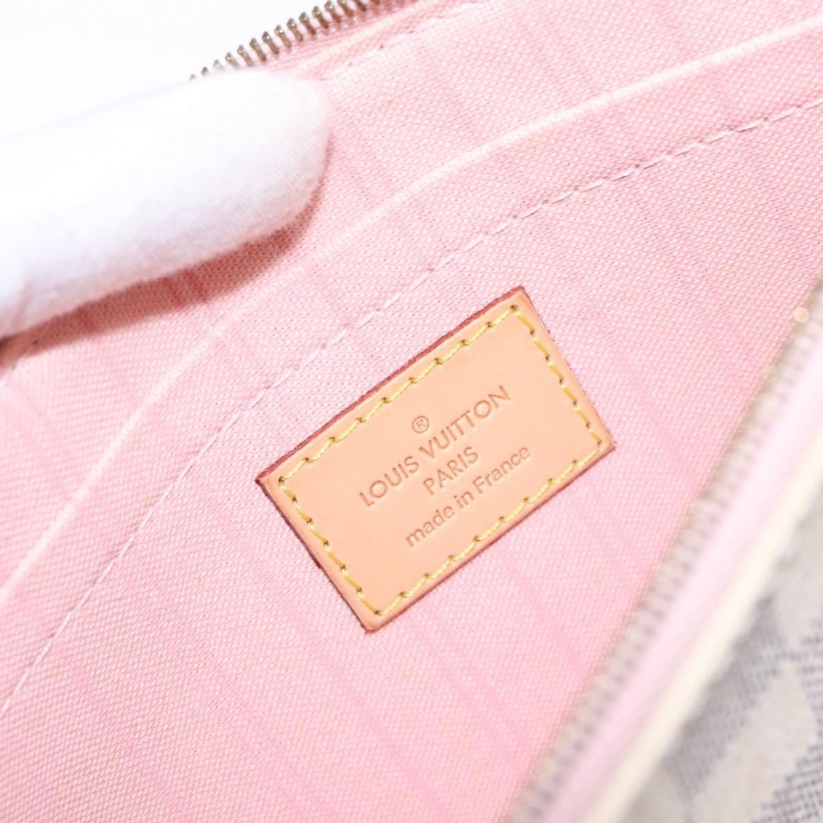 Louis Vuitton Neverfull Pochette Damier, WHITE, CANVAS, Tote bag