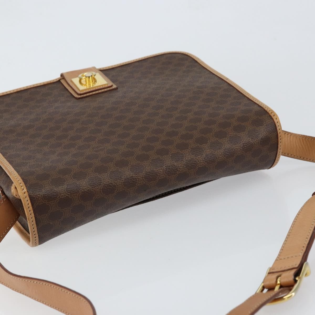Celine Vintage Macadam Shoulder Bag Canvas and Leather, BROWN, CANVAS, Shoulder bag
