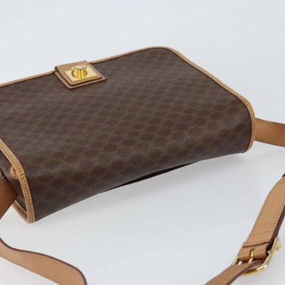 Celine Vintage Macadam Shoulder Bag Canvas and Leather, BROWN, CANVAS, Shoulder bag