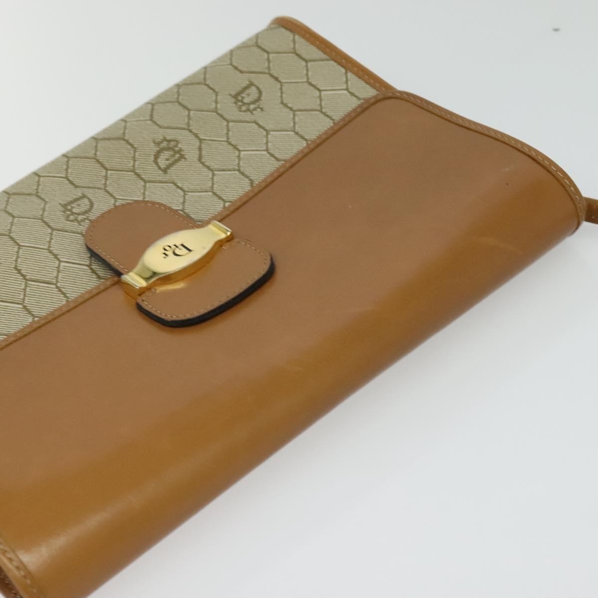 Christian Dior Vintage Honeycomb Flap Crossbody Bag Canvas and Leather, BEIGE, CANVAS, Crossbody bag