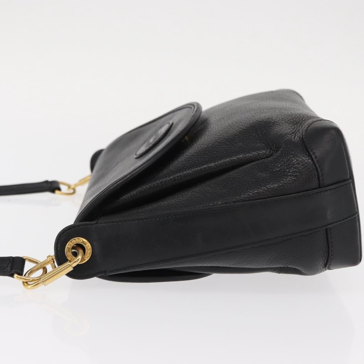 Gucci Vintage Flap Shoulder Bag Leather, BLACK, LEATHER, Shoulder bag