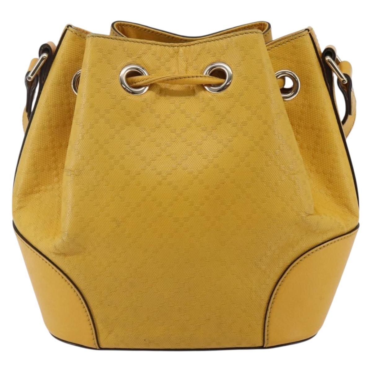 Gucci Bright Bucket Bag Diamante Leather, YELLOW, LEATHER, Shoulder bag