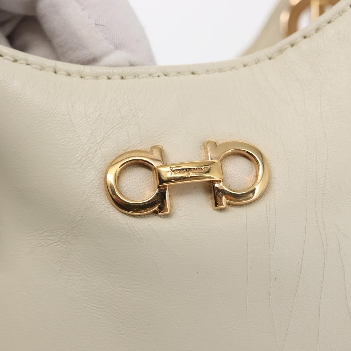 Salvatore Ferragamo Betulla Chain Tote Leather, WHITE, LEATHER, Handbag