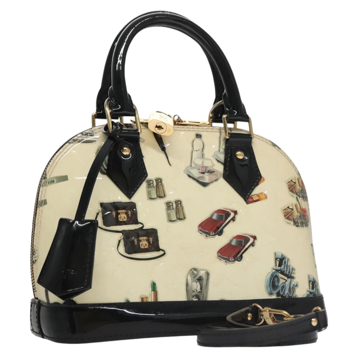 Louis Vuitton Alma Handbag Monogram Vernis, WHITE, PATENT_LEATHER, Handbag